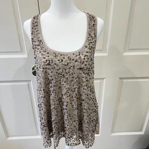 Gudi taupe and copper sequin tank top, sizeL